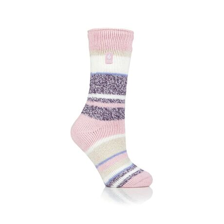 H.H.LADIES SOCKS ORIGINAL MULTI STRIPE DUSTED PINK 5428