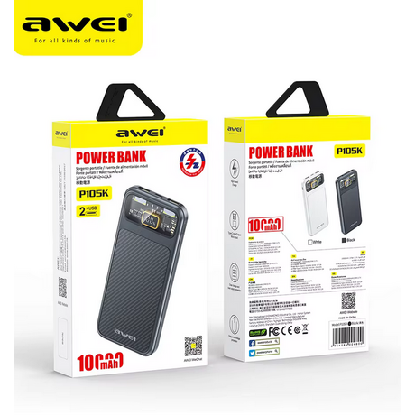 Powerbank - P105K - 10.000mah - AWEI - 004800 - Black