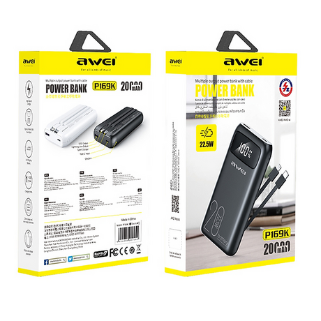 Powerbank - P169K - 20.000mah - AWEI - 888568 - Black