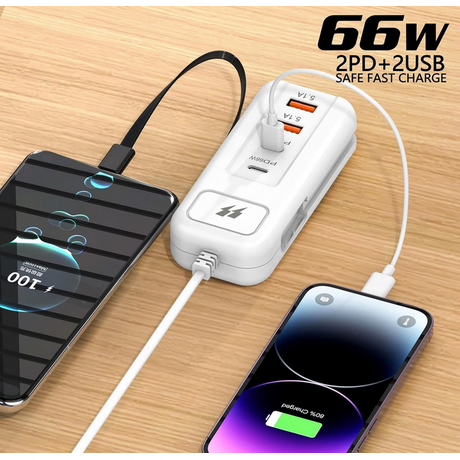 Αντάπτορας φόρτισης Fast Charge με 2 θύρες USB-A & Type-C & καλώδιο Type-C - JG-01 - 811726